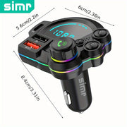 Wireless Car FM Transmitter USB MP3 Player with RGB Lights and Bass Sound