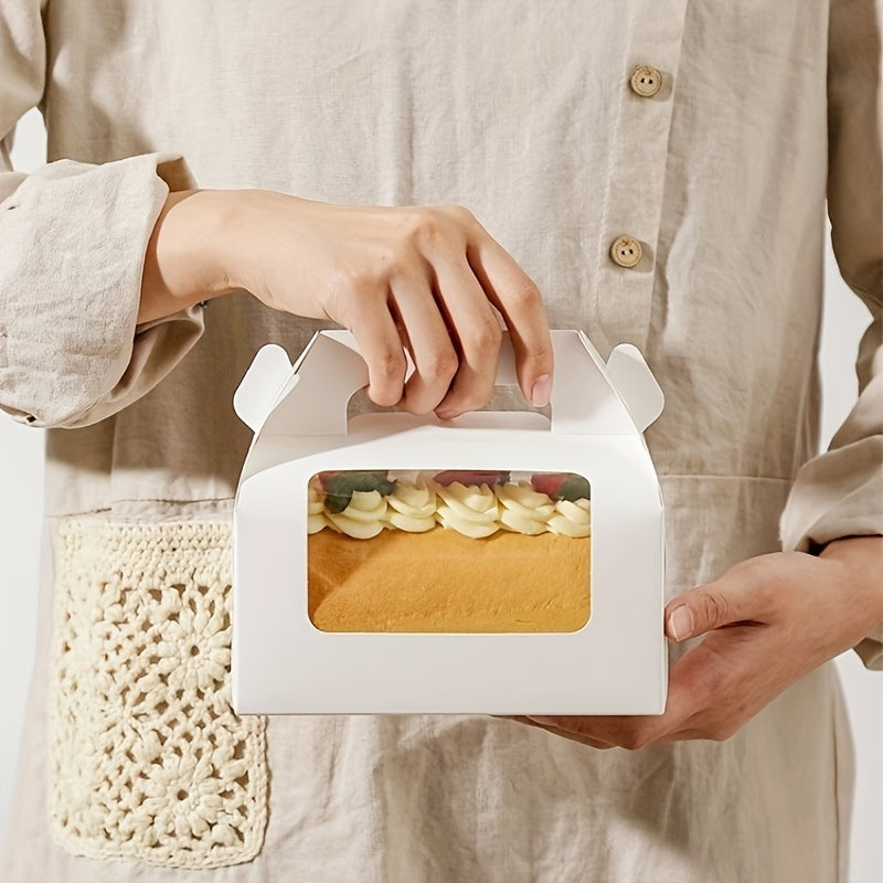 Портативные белые коробки для тортов с окном, 2 размера для выпечки и печенья