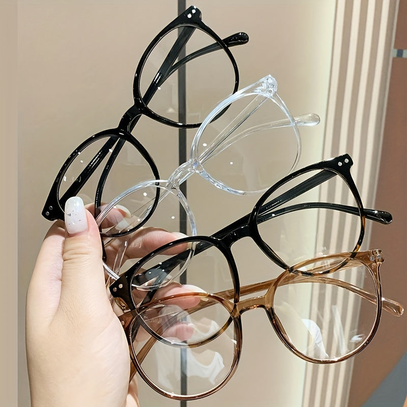 Unisex Minimalist Computer Glasses with Clear Round Lenses Lightweight 4-Piece Set