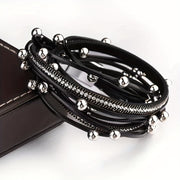 Women's Leather Multi-Layer Bracelet with Adjustable Fit
