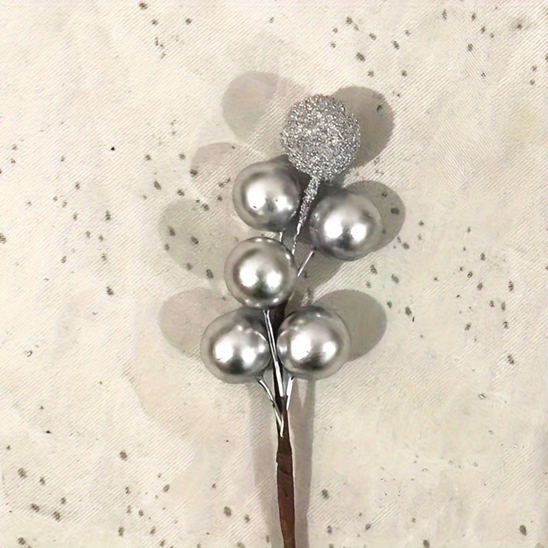 Christmas Berry Garland with Gold and Silver Plastic Berries for Festive Decor