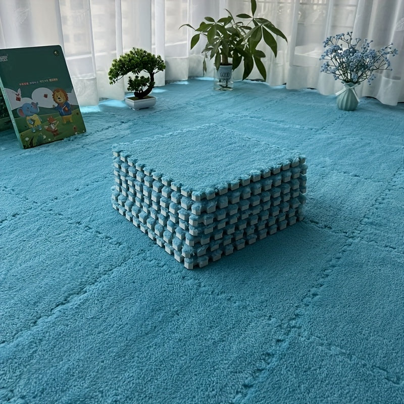 Juego de 10 alfombrillas de puzzle suaves para salón o dormitorio de 11.8 pulgadas cuadradas