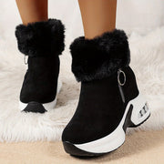 Women's Chunky Platform Boots Black Winter Shoes Non-Slip Heeled Shoe