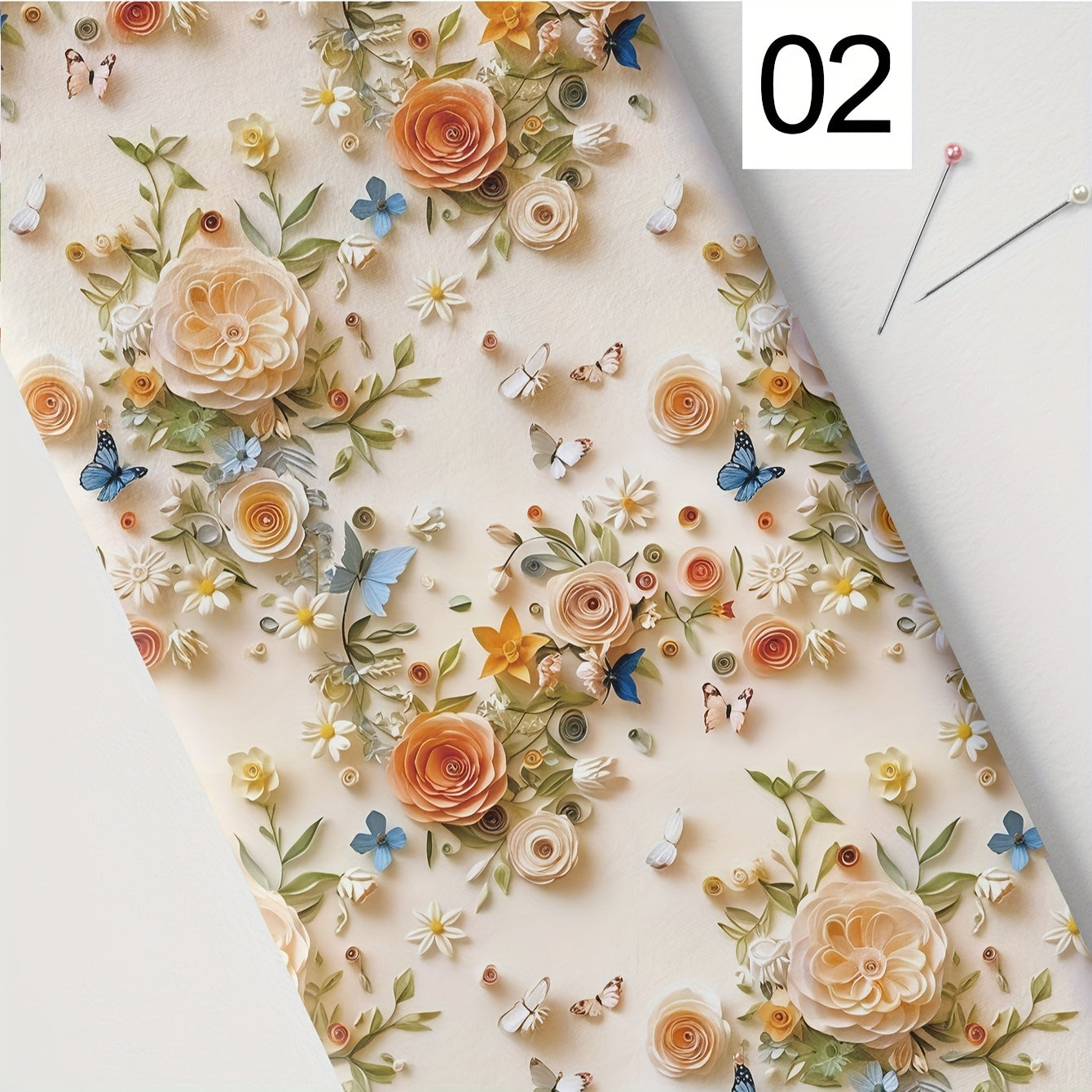 DIY Fabric with 3D Floral Design Polyester Precuts for Crafts and Home Decor