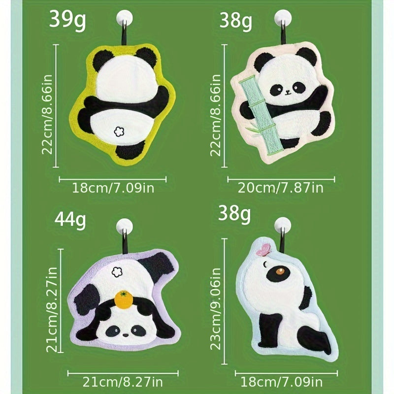 Christmas Panda Bamboo Hand Towels Kitchen Absorbent Coral Fleece Machine Washable
