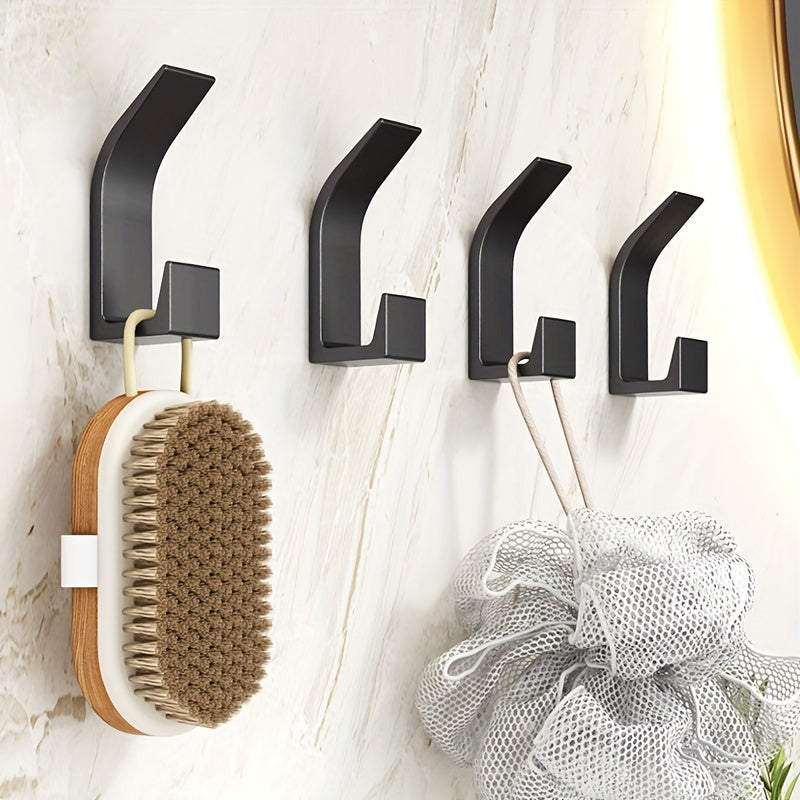 Set of 5 ABS Wall Hooks with Gold Right-Angle Design, Easy Install, Durable Plastic