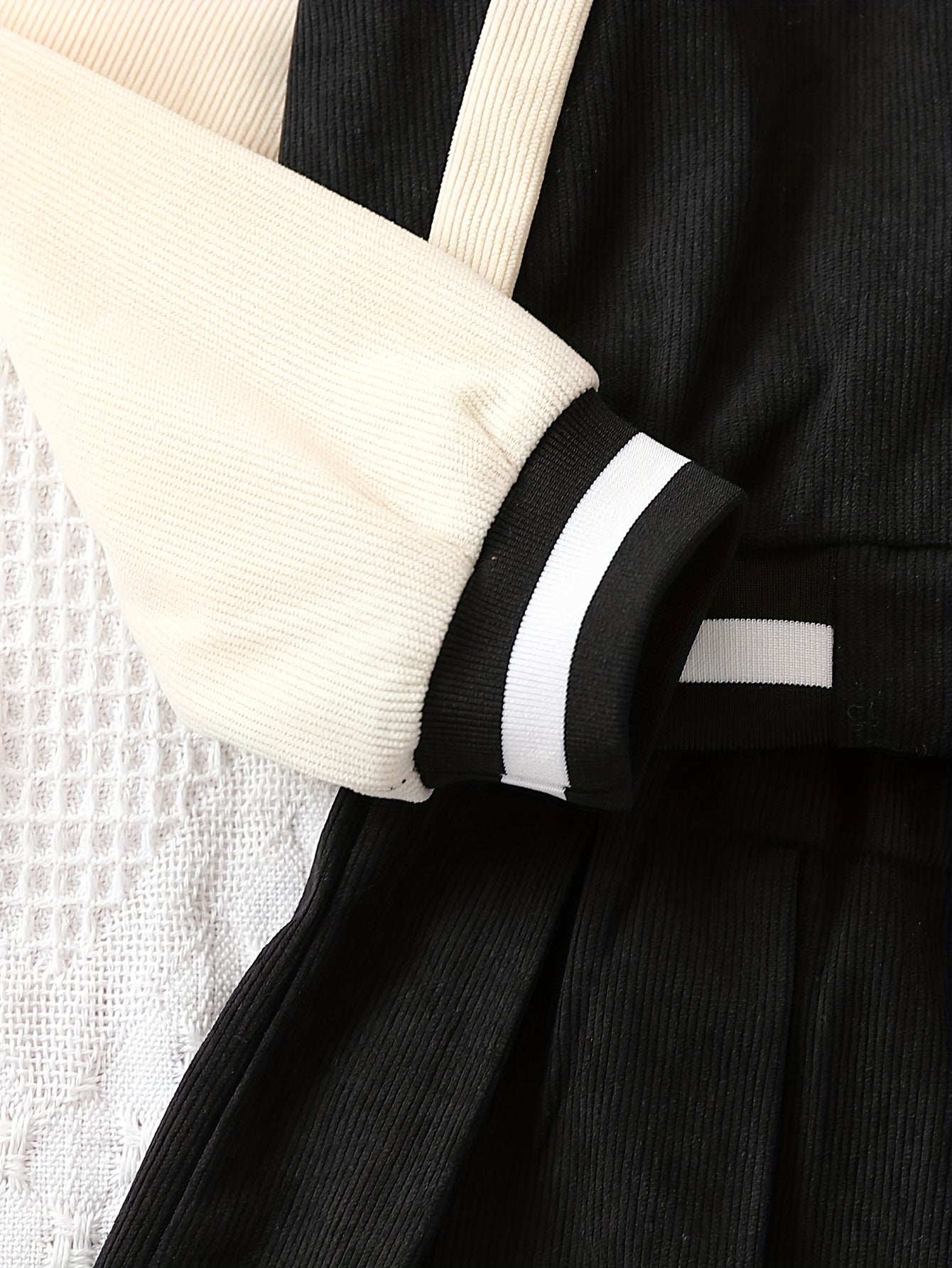 Girls 2-Piece Corduroy Long Sleeve Jacket and Pleated Skirt Set for Fall Winter