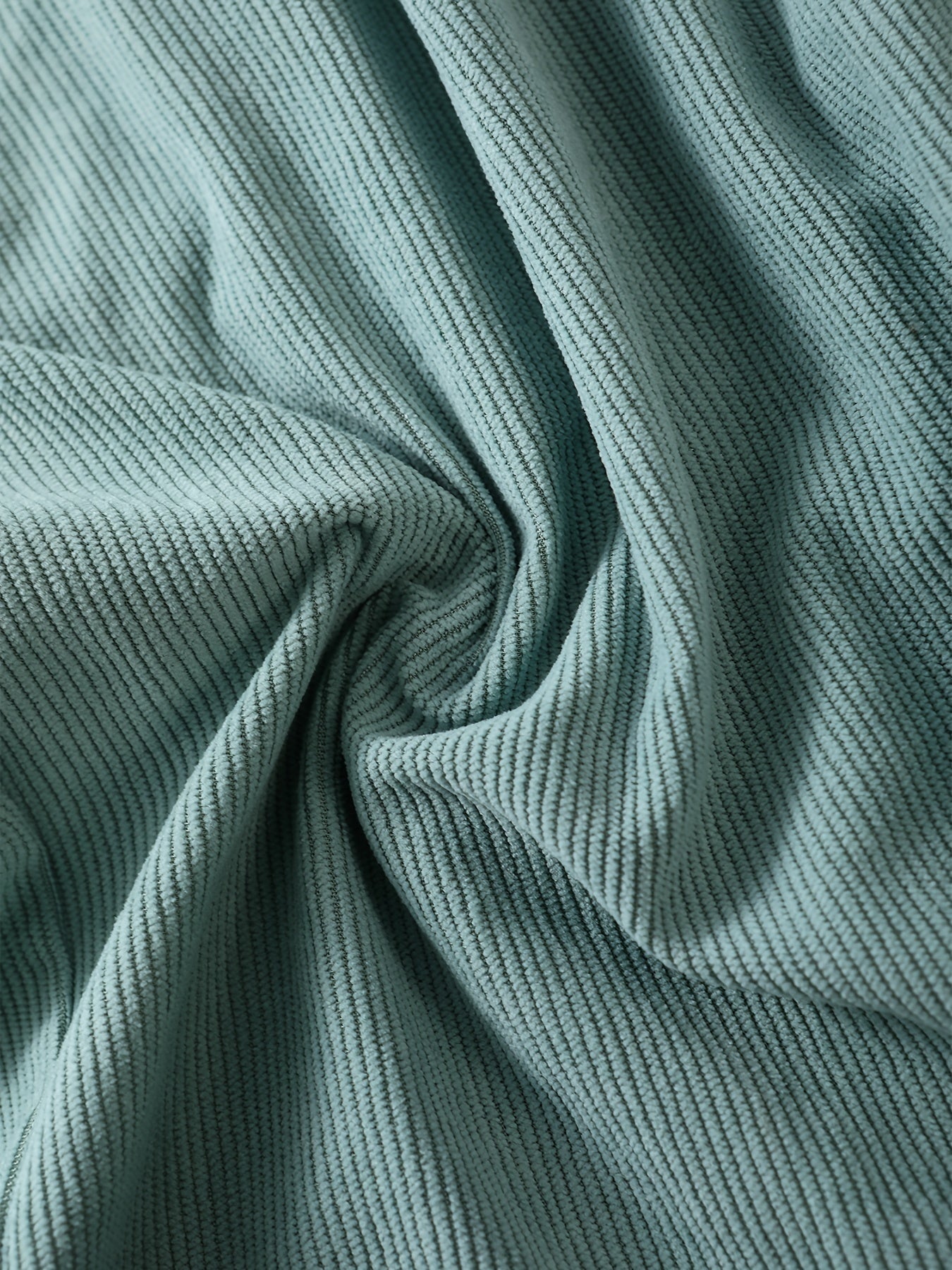 Plus Size Men's Light Green Corduroy Shorts with Drawstring Elastic Waist Pockets