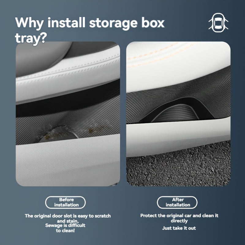 4pcs Black Rubber Door Edge Storage Inserts for Car Door Panel Organizer