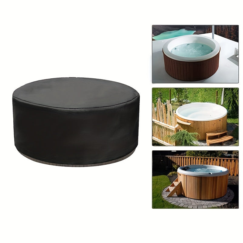 Black Outdoor Pool Cover for Circular Bathtubs Deck Railings and Patio Furniture Durable Polyester