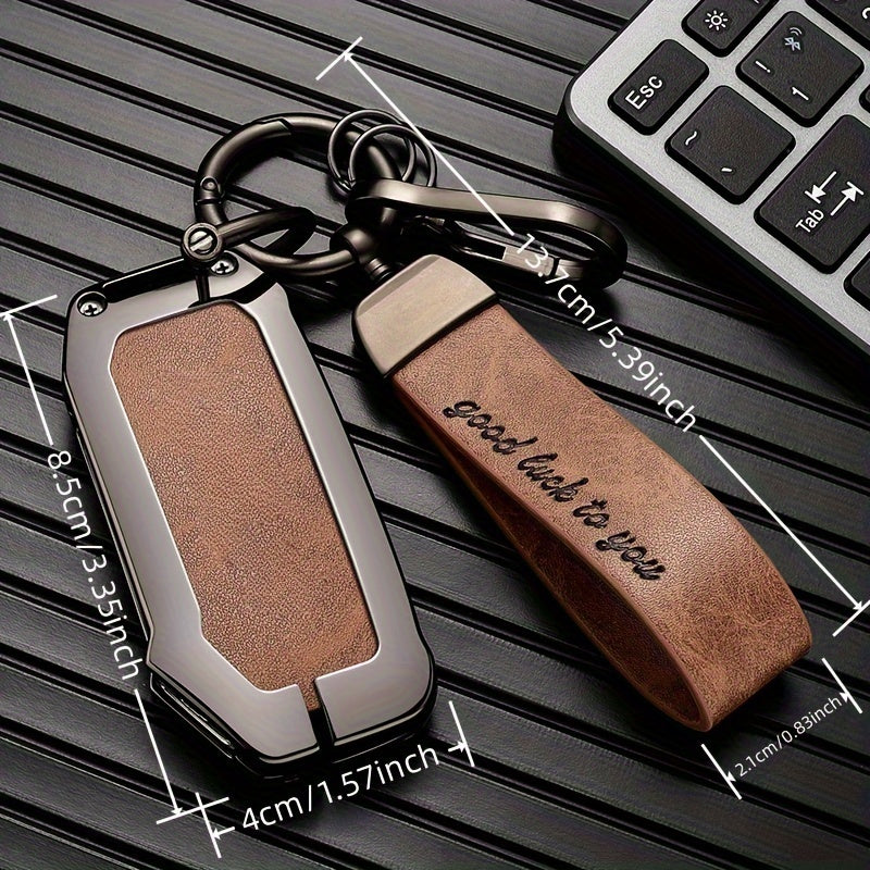Universal Zinc Alloy Key Fob Cover with Lanyard for Car Key Protection