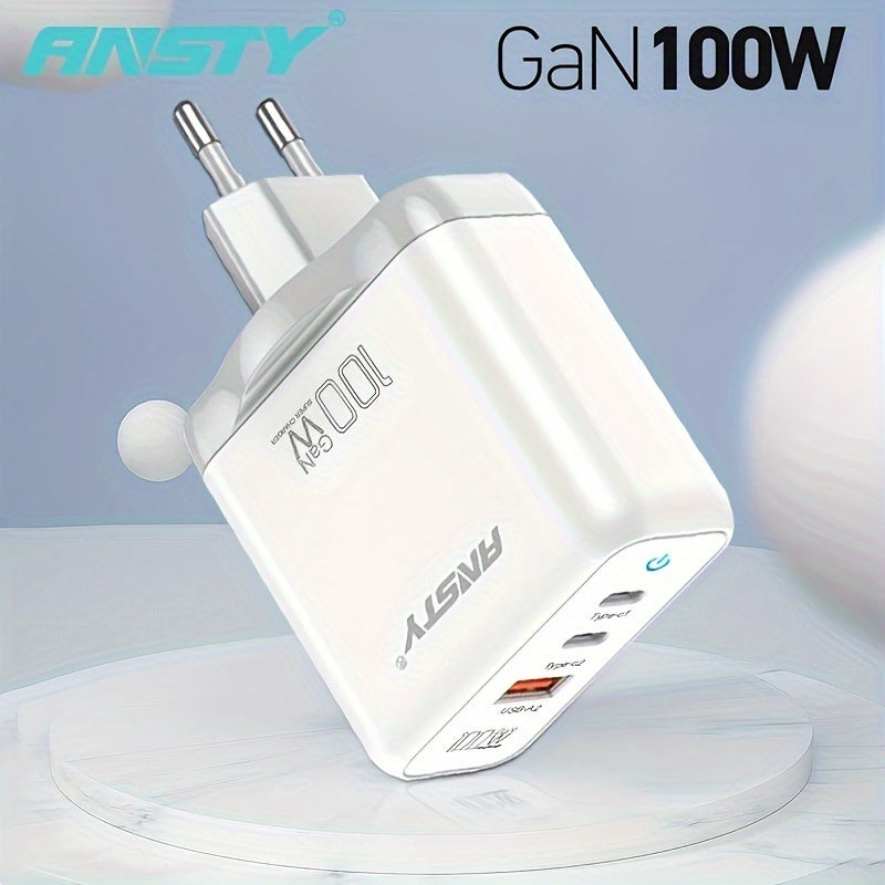 ANSTY GaN 3-портовое быстрое зарядное устройство для Samsung и iPhone, универсальная совместимость, разъем Type C