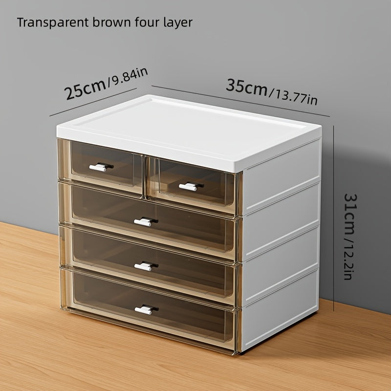 Большой пластиковый органайзер для стола с ящиком для косметики, офисных принадлежностей и туалетных принадлежностей