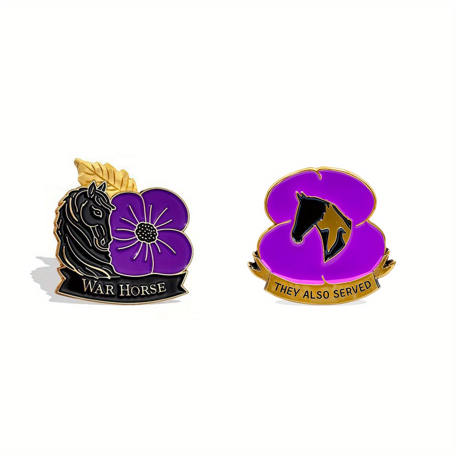 Purple Acrylic Poppy War Horse Brooch Remembrance Pin Military Service Lapel Pin Veterans Support
