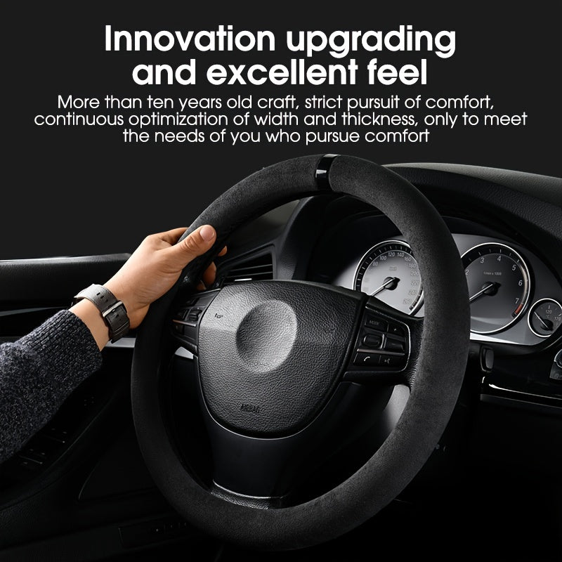 Universal Suede Leather Steering Wheel Cover Non-slip Breathable Four Seasons