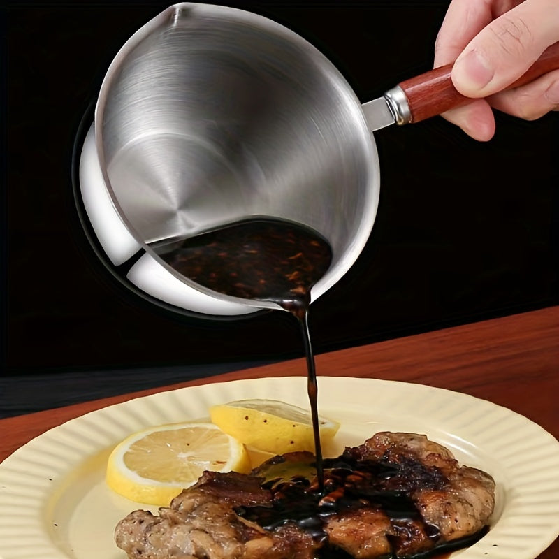 Stainless Steel Saucier Pots Set with 300ml Capacity, Oil Splash Guard, Insulated Handle