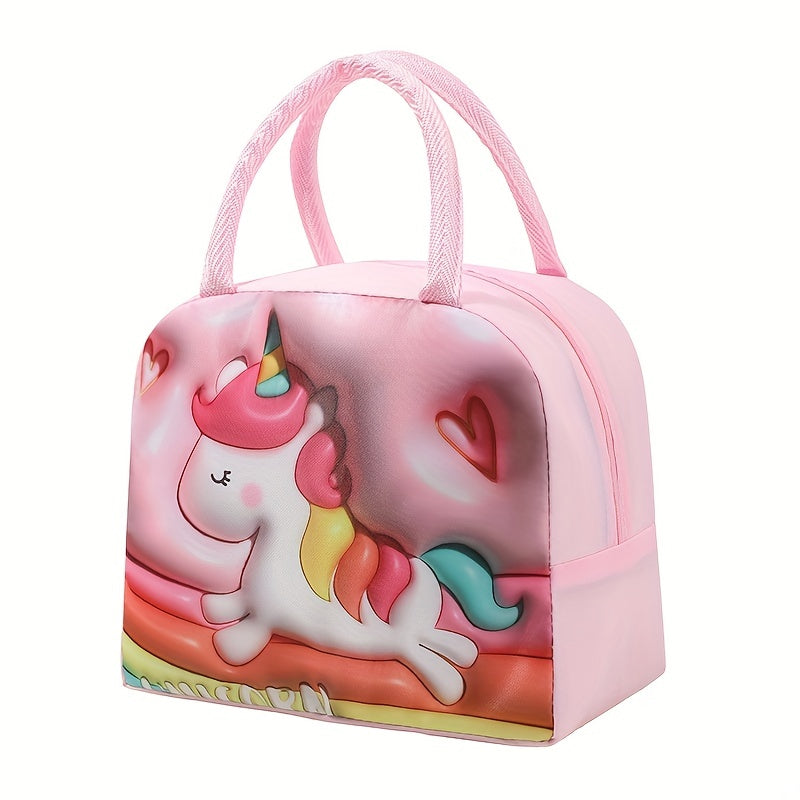 Insulated Aluminum Film Lunch Bag Waterproof Oil-Proof Portable Cartoon Design for Autumn Winter Travel