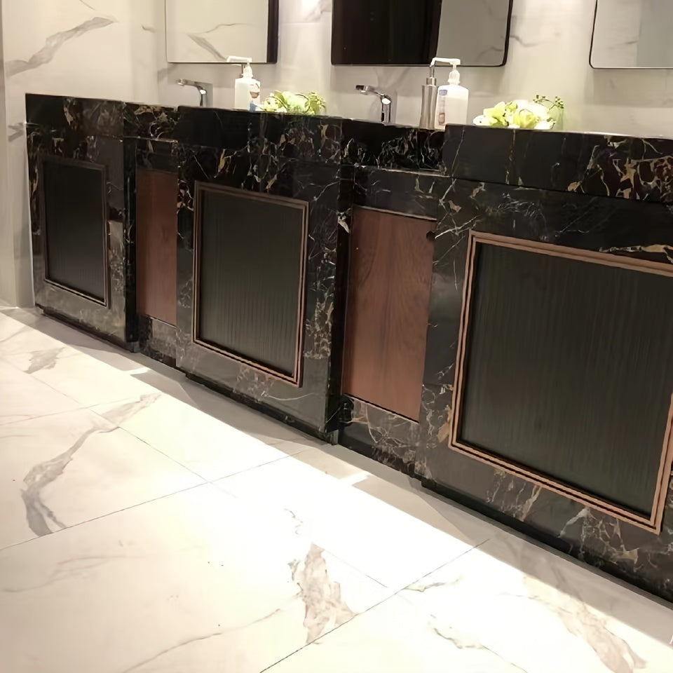 Black Gold Marble Pattern Self-Adhesive Wallpaper Washable Heat Oil Resistant 300x60cm