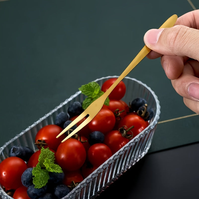 6-Piece Stainless Steel Dessert Forks Carved Design for Appetizers Cheese Fruits Salad