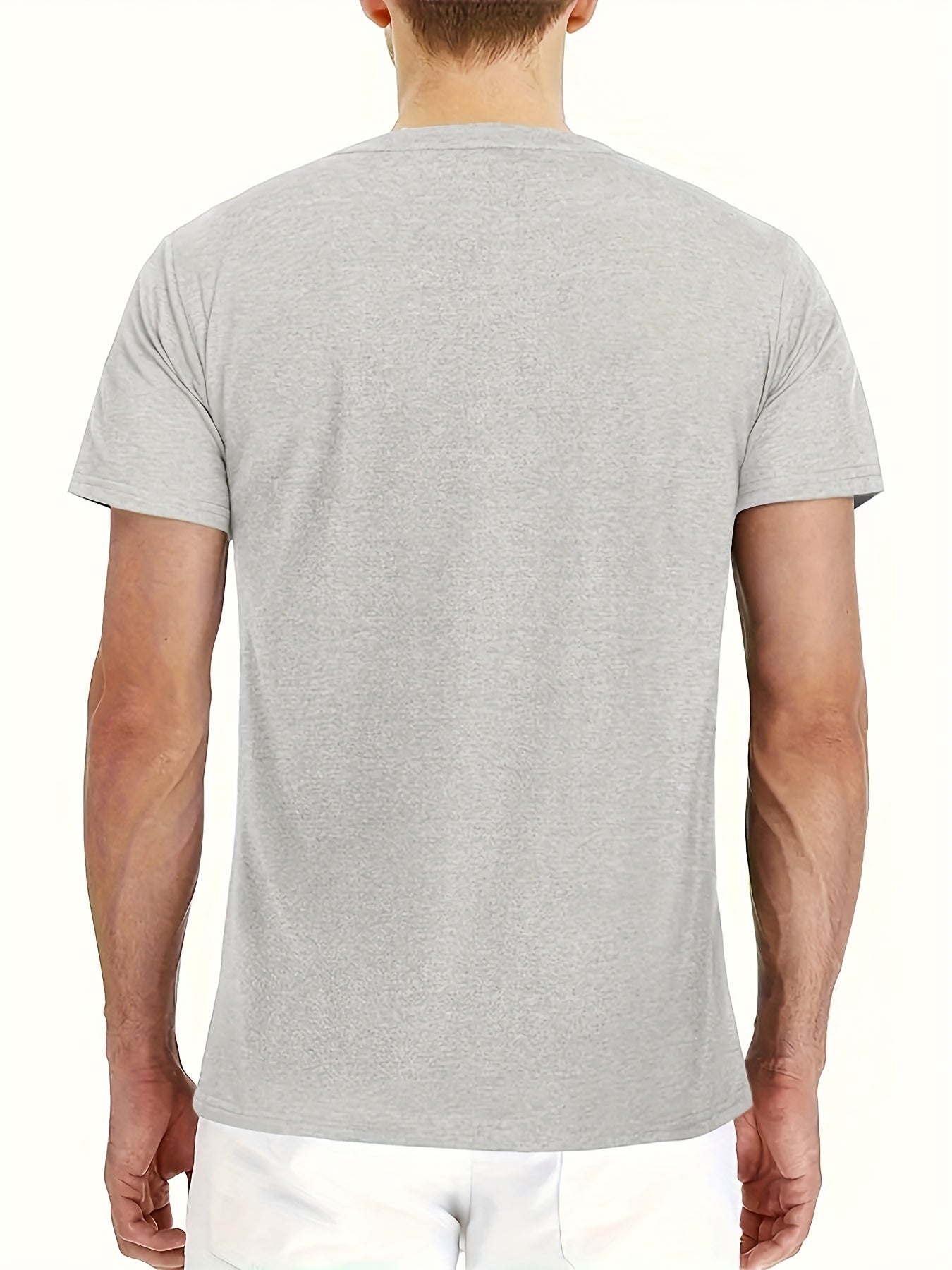 Men's Plus Size Casual Henley Shirt Short Sleeve Solid Dark Polyester