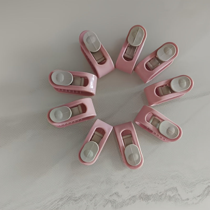 Pink Bed Sheet Clips 9 Pieces, No Needle Fasteners for Quilts and Curtains
