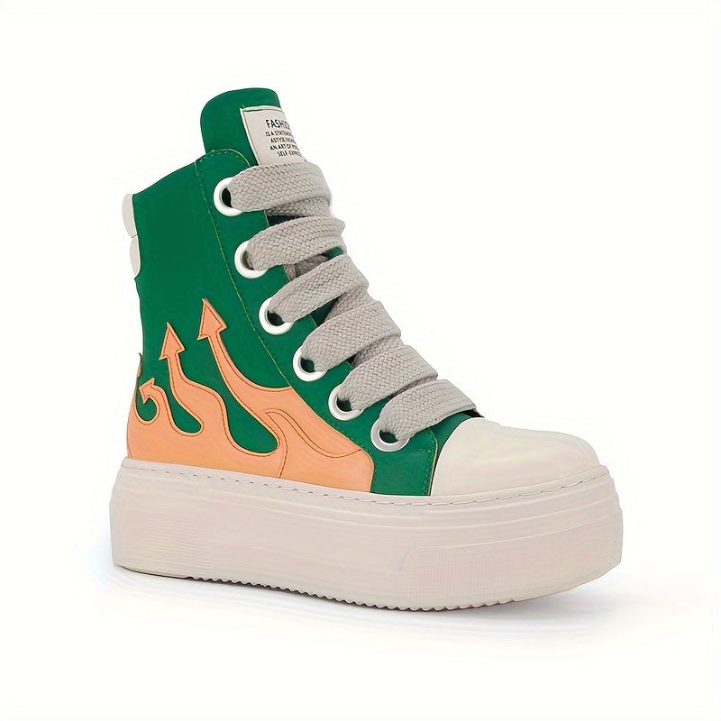 Women's Faux Leather Ankle Boots with Platform and Rubber Sole