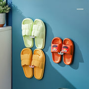 Wall-Mounted Plastic Shoe Rack Space-Saving Easy Install Non-Perforated Slipper Holder
