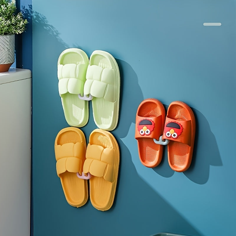 Wall-Mounted Plastic Shoe Rack Space-Saving Easy Install Non-Perforated Slipper Holder