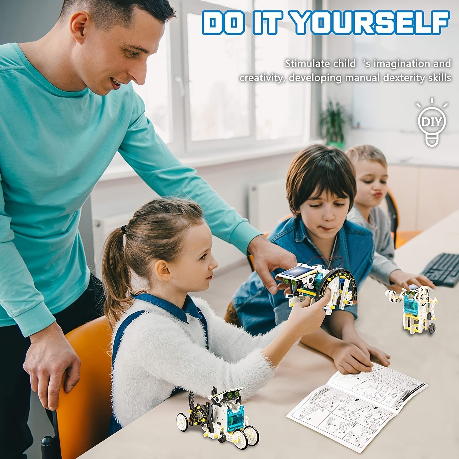 13-in-1 Solar and Battery Powered STEM Robot Building Kit for Kids 8-12 Durable ABS