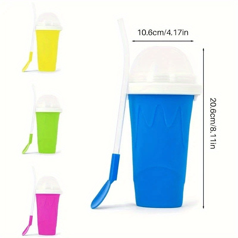 Set of 2 frozen yogurt cups with colorful silicone lids for ice cream smoothies outdoor parties