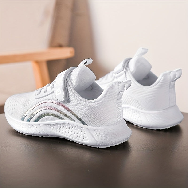 Girls Breathable Woven Sneakers Low Top Running Shoes for Spring and Fall