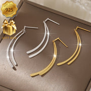 Sterling Silver Long Dangle Earrings Hypoallergenic Cross Pattern Gift Box