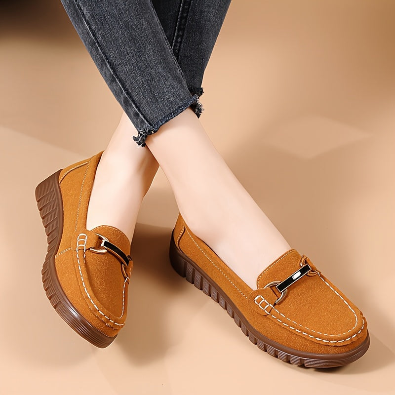 Women's Slip-On Loafers Faux Cover Round Toe Comfortable Casual Shoes
