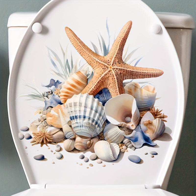 Toilet Seat Decal Summer Beach Design Ocean Theme Easy to Apply