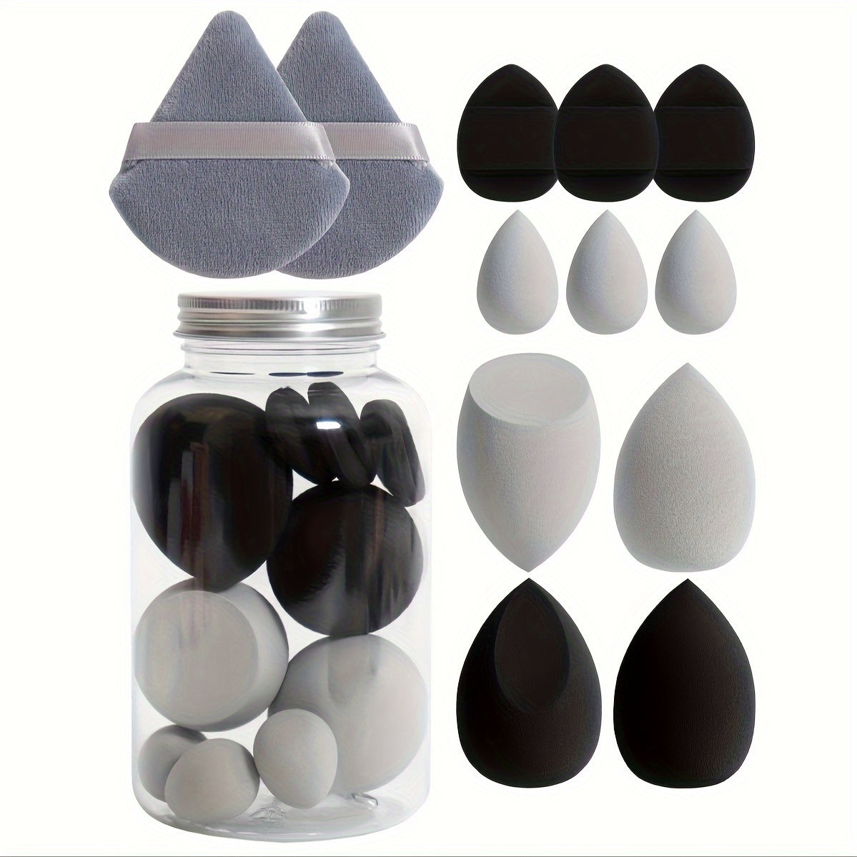 Set de 12 esponjas de maquillaje sin látex para base líquida y corrector