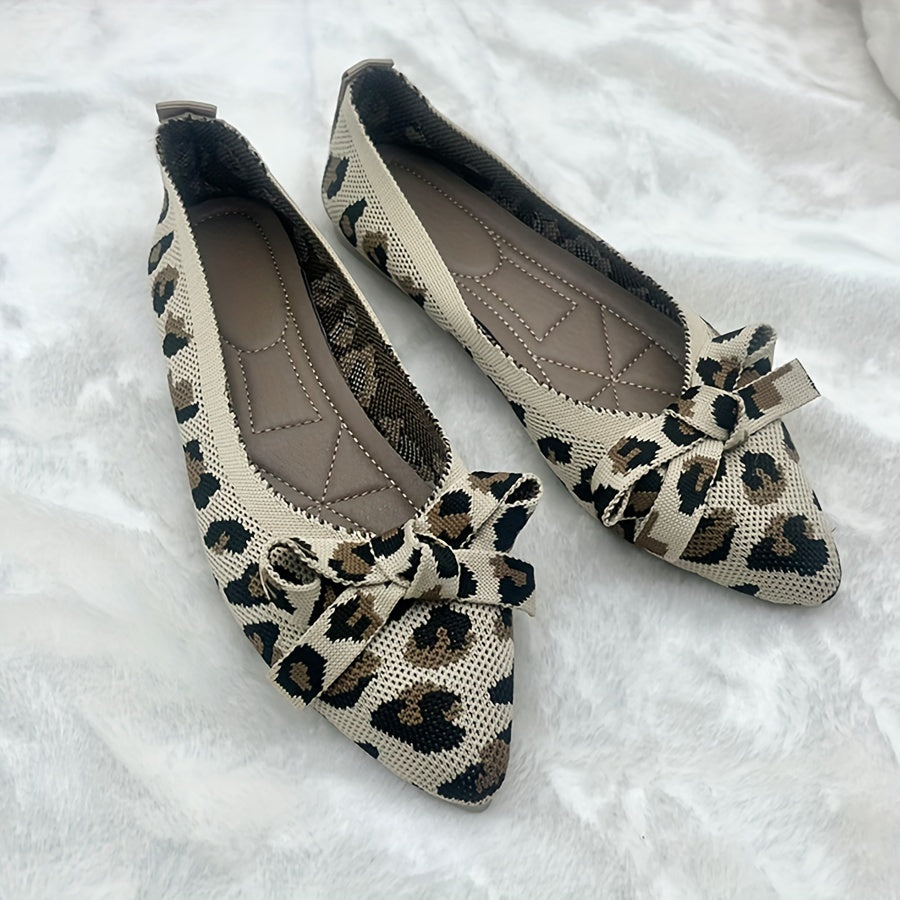 Women's Breathable Knitted Pointed Toe Flats Slip-On Ballet Shoes