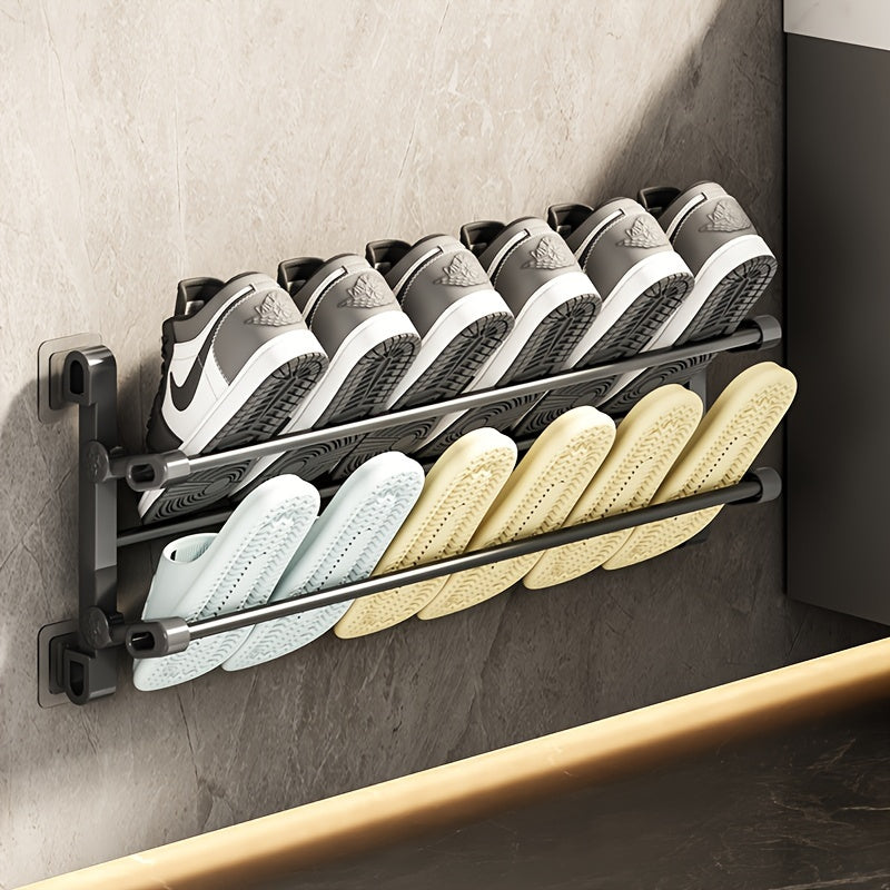 Estante de zapatos de metal para pared para baño y sala de estar con estante y fácil instalación