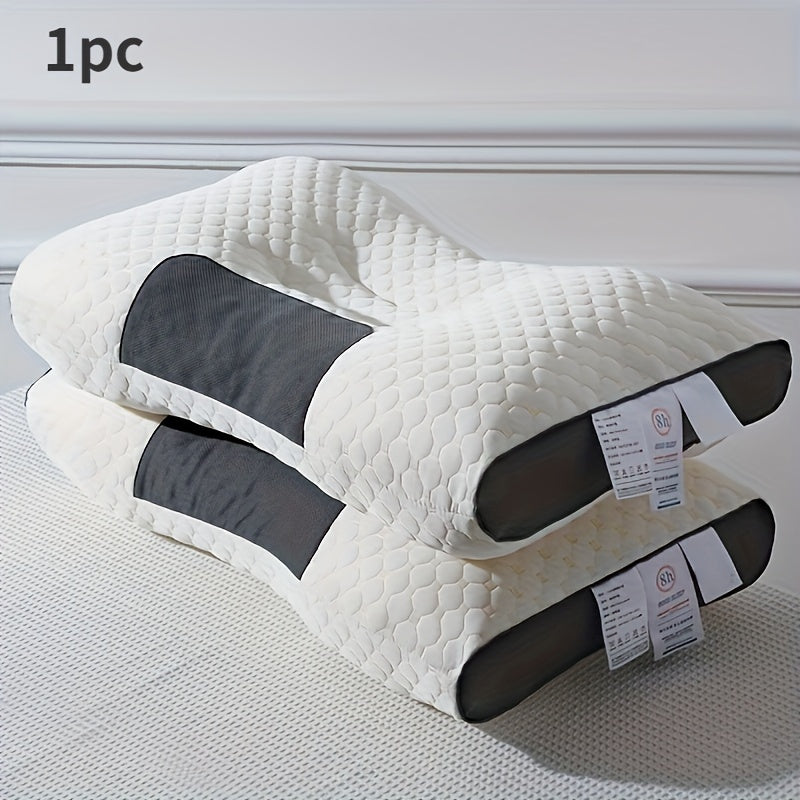 "Ergonomik 3D SPA massaji bilan ortopedik bo'yin qo'llab-quvvatlovchi yostiq - yuvilishi mumkin bo'lgan polyester tolasi, zip yopilishi, barcha mavsumlar uchun qulaylik, oq rang, suyak shaklidagi dizayn, yotoq ta'minoti"