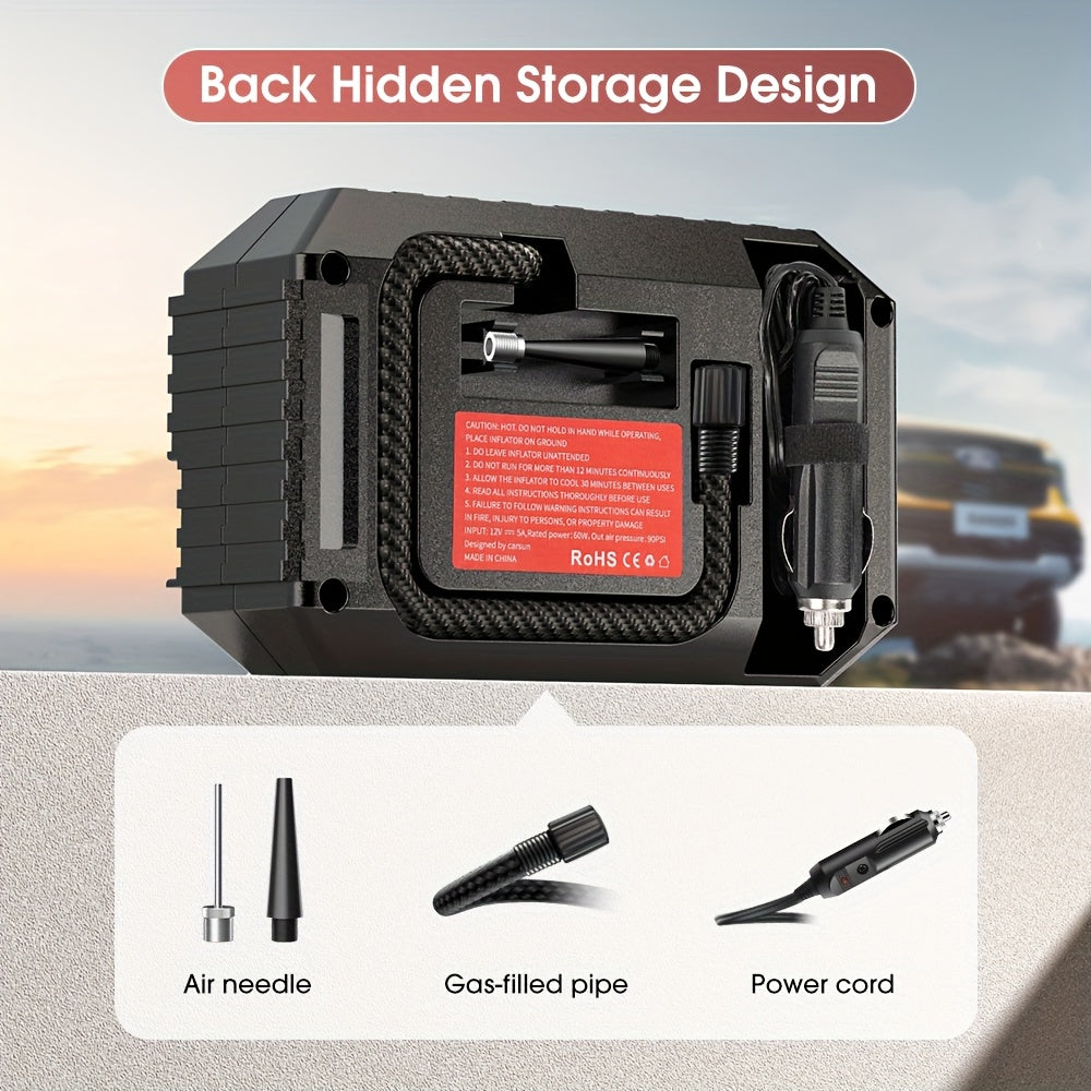150PSI portativ avtomobil havo kompressori nasosi LED yoritgich bilan, bosimni sozlash imkoniyati bilan, avtomobil, mototsikl, velosiped uchun