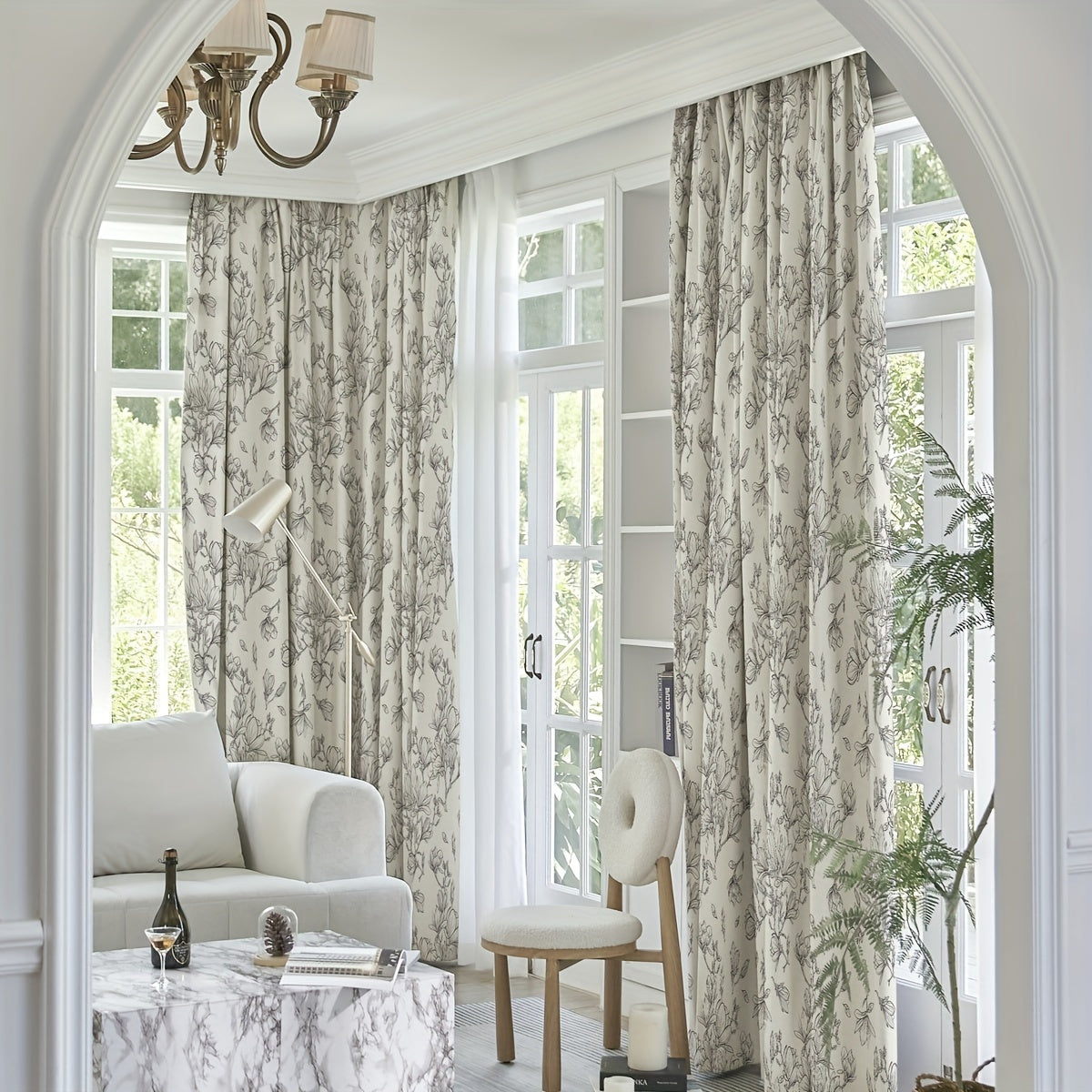 Blackout Sunshade Curtains with Floral Pattern for Living Room Bedroom Office