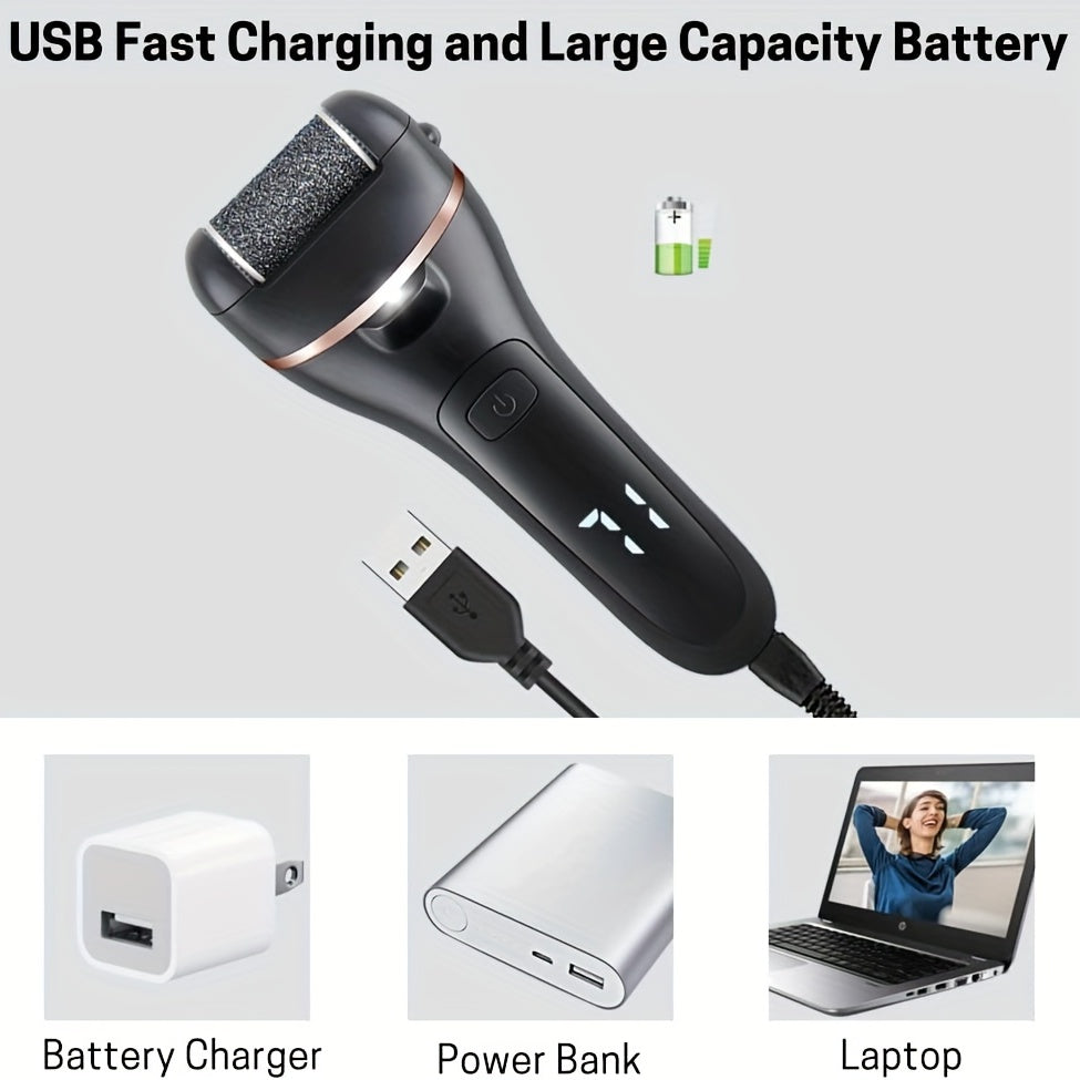Electric Callus Remover for Smooth Feet Rechargeable USB Charging 3-in-1