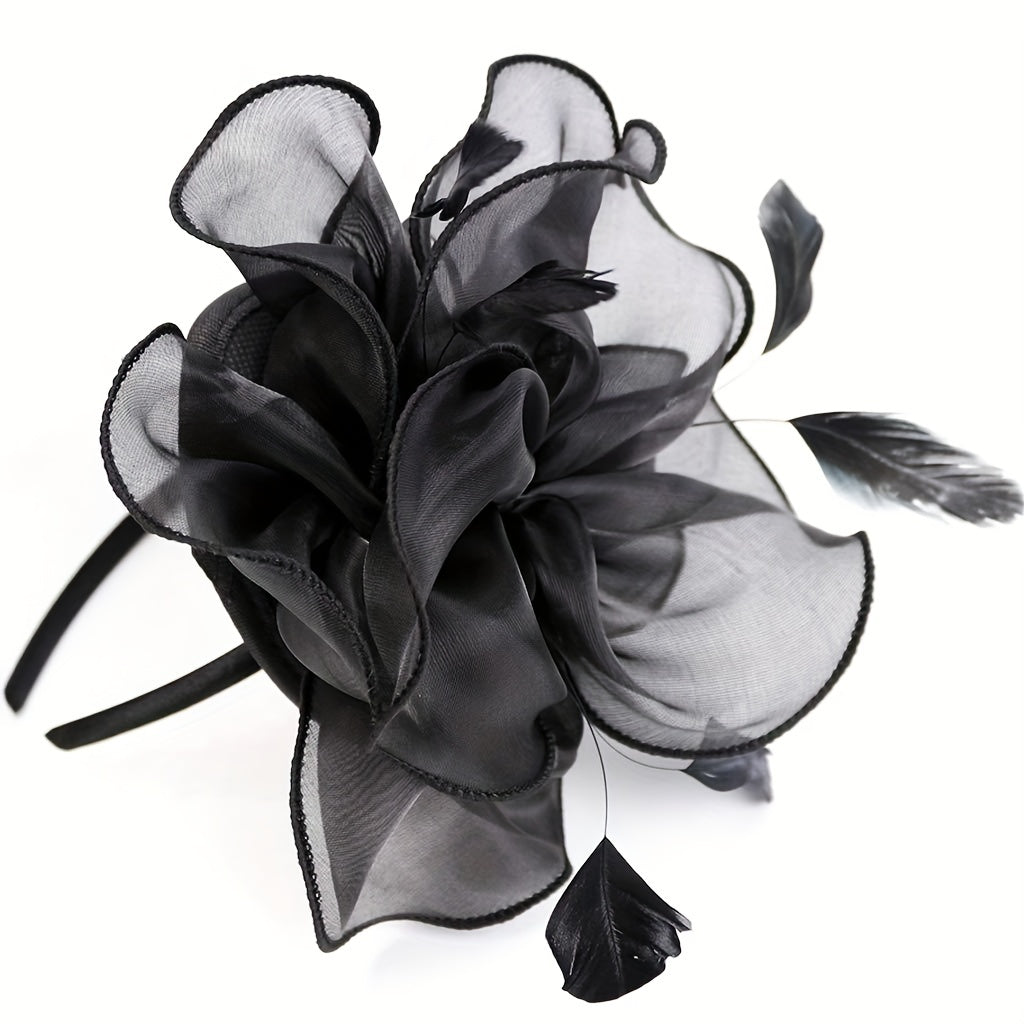 Women's Elegant Fancy Hat with Clip and Hair Hoop for Tea Party Style