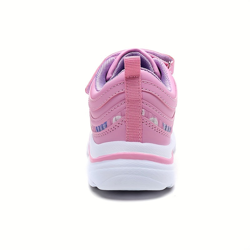 Kids Girls Solid Canvas Sneakers with Non-Slip Soft Sole and Hook and Loop Fastener