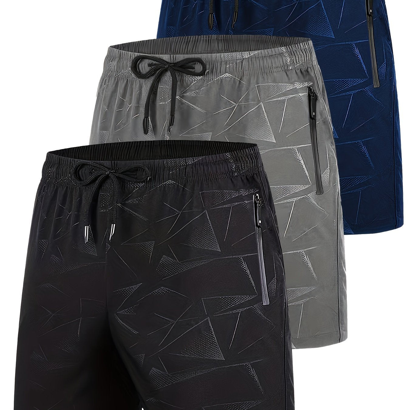 Мужской комплект из трёх предметов шорт большого размера для повседневных спортивных занятий, быстро сохнущий, дышащий, с эластичной тканью