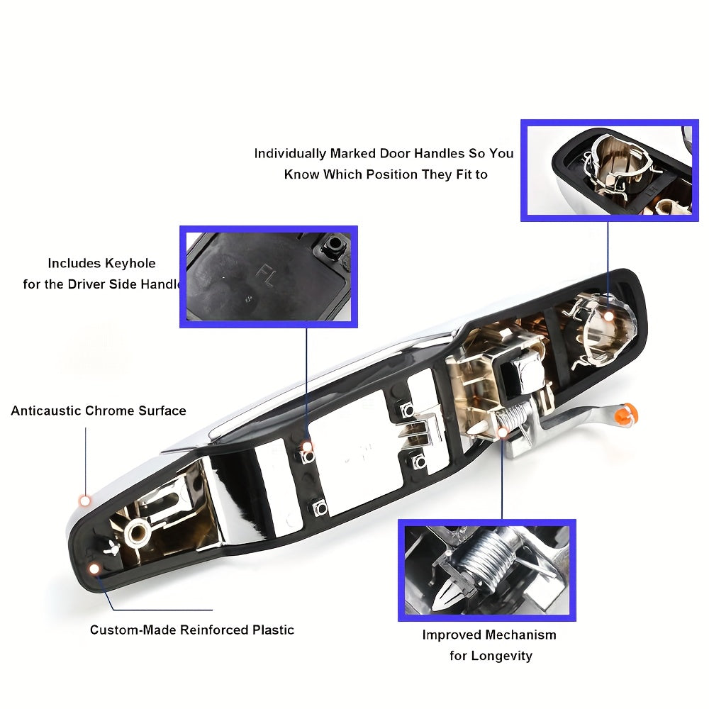 Eksterior xrom qora eshik tutqichlari to'plami SUV, yuk mashinasi uchun, 4 dona