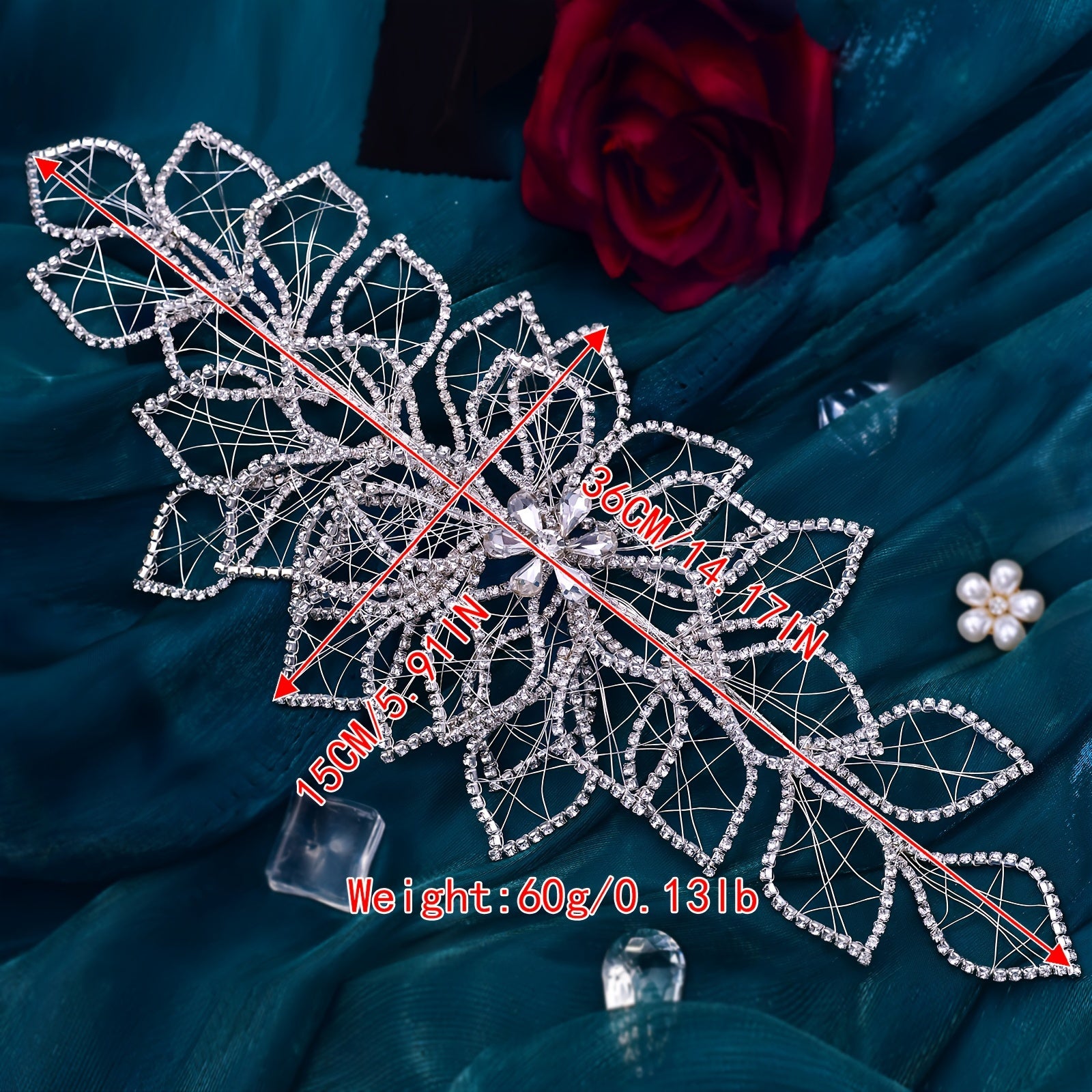 Antique Bridal Headband with Silver Crystal for Weddings and Special Occasions