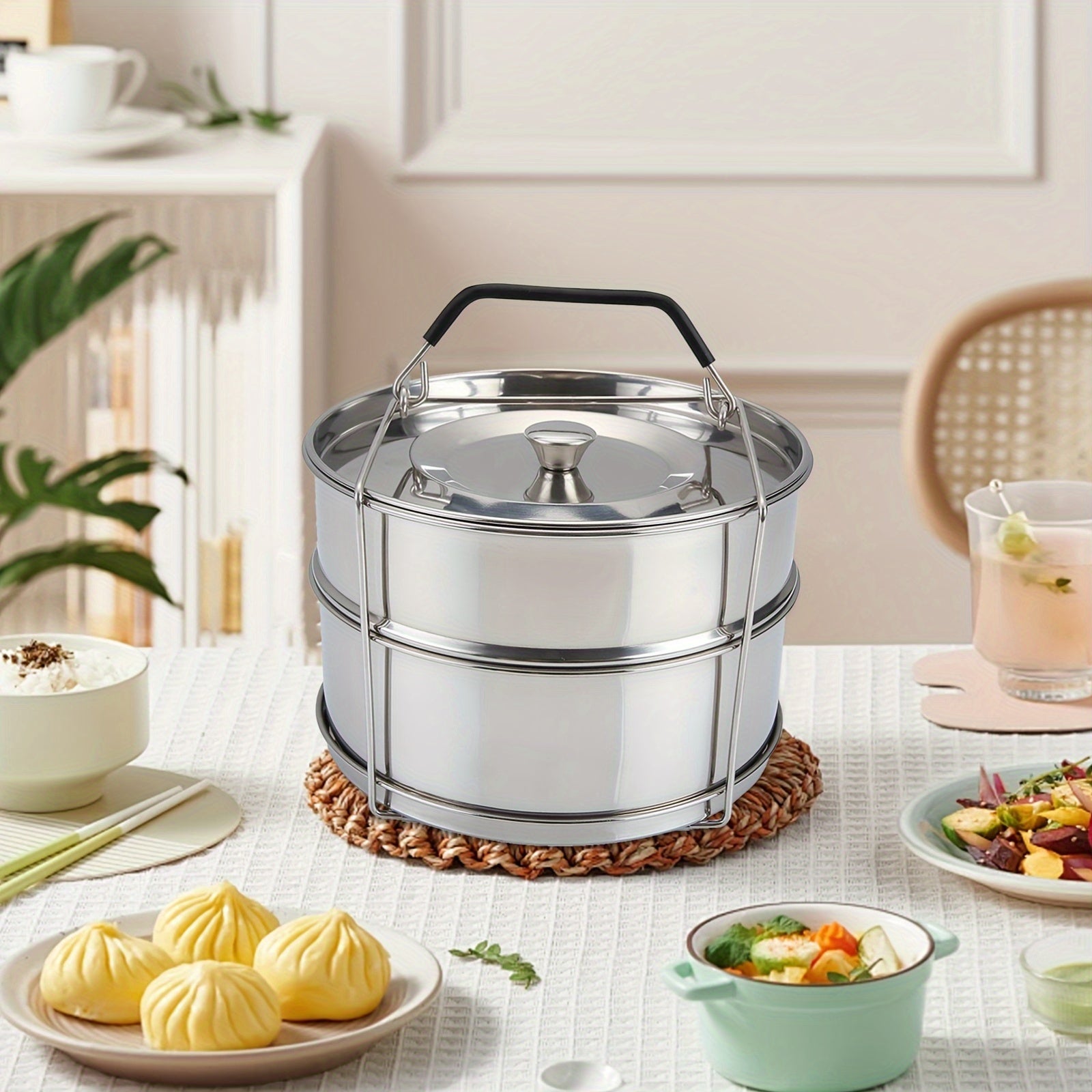 Прочный пароварка из нержавеющей стали с большой емкостью и прозрачной крышкой для приготовления