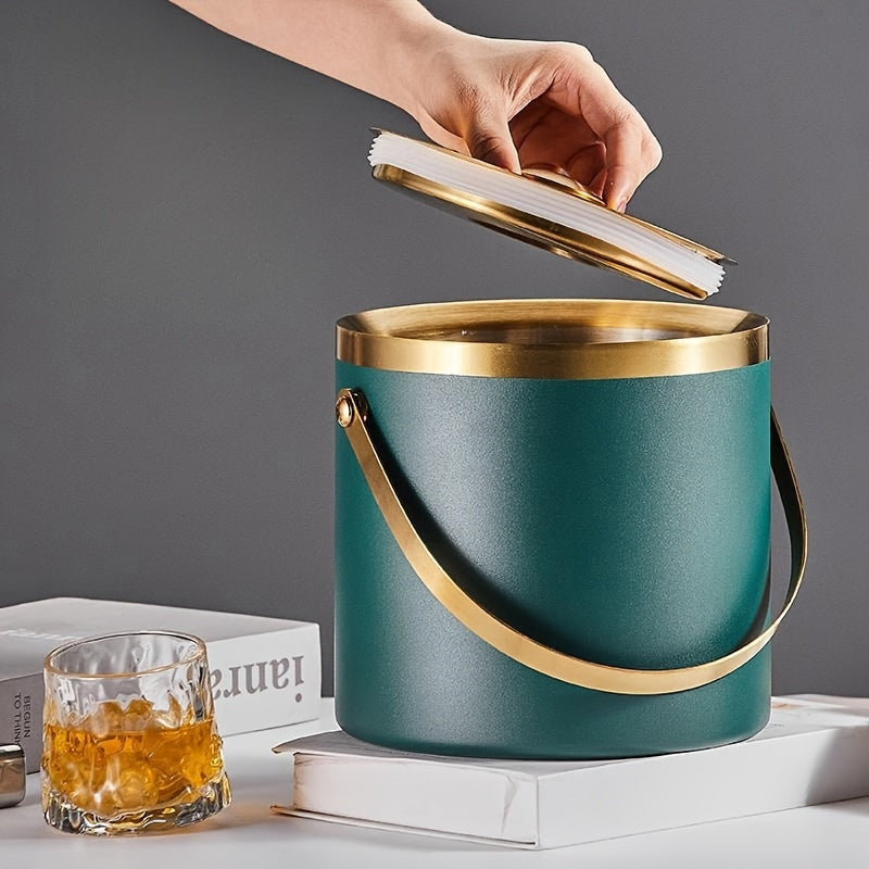 Insulated Stainless Steel Ice Bucket Double Layer for Champagne Wine Beer Non-Slip