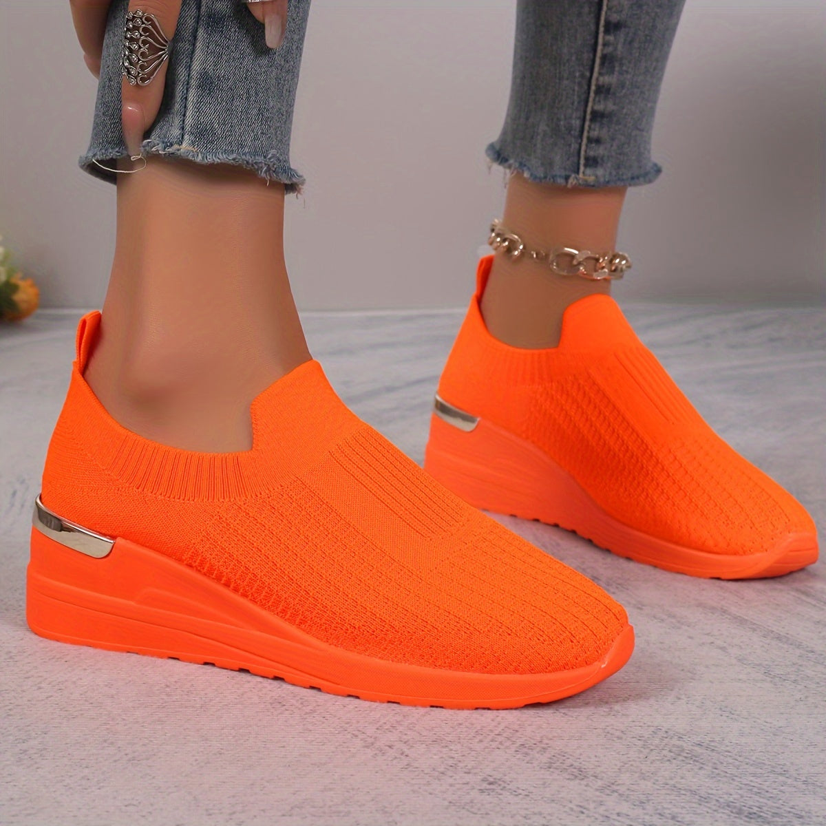 Women’s Pink Mesh Slip-On Casual Shoes Non-Slip Rubber Sole