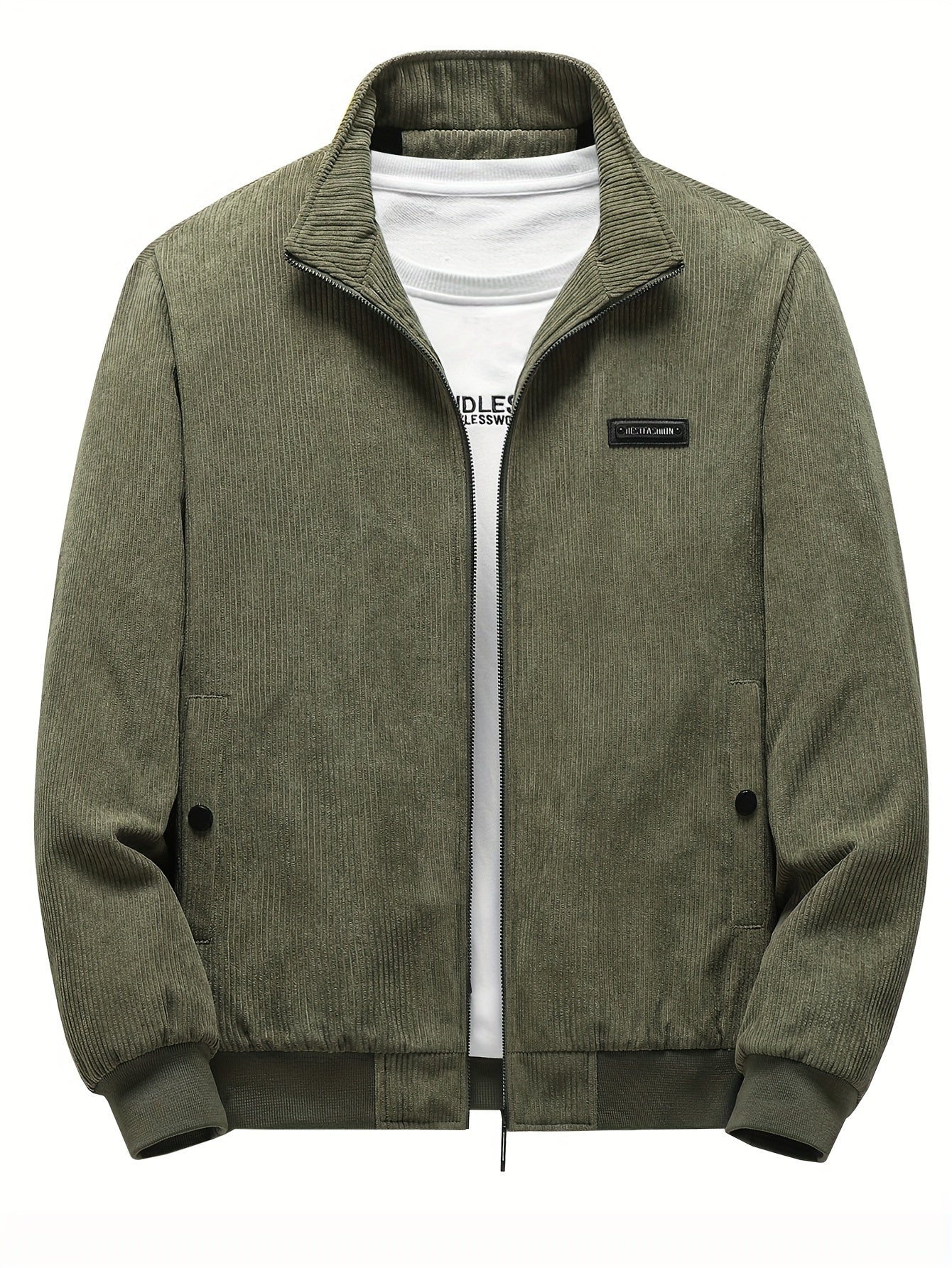 Erkaklar uchun tasodifiy korduroy turli xil ko'ylak, cho'ntaklari bilan, zamonaviy mo'ynali bomber ko'ylagi, tashqi kiyim uchun